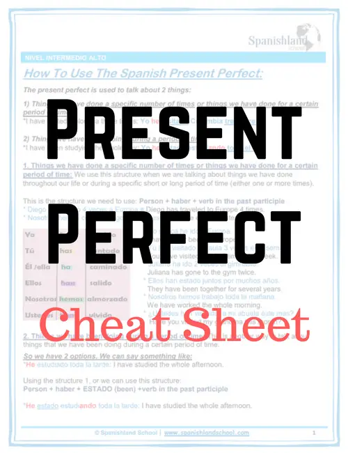 Present Perfect Cheat Sheet
