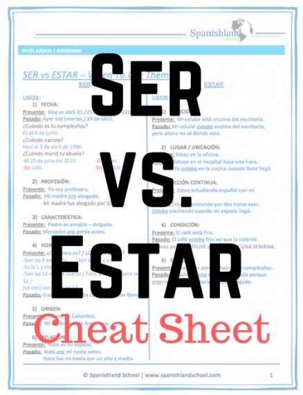 Ser vs. Estar – Cheat Sheet [PDF]